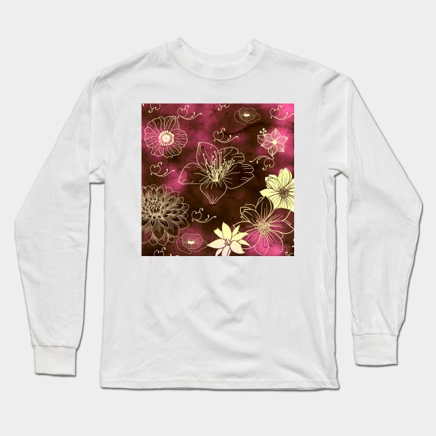 Glowing Florals Long Sleeve T-Shirt by Minxylynx4